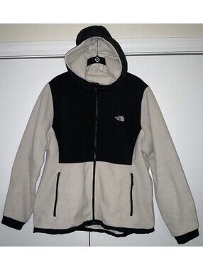 The North Face Women's XL Black White Full Zip Zipped Pockets light fleece READ